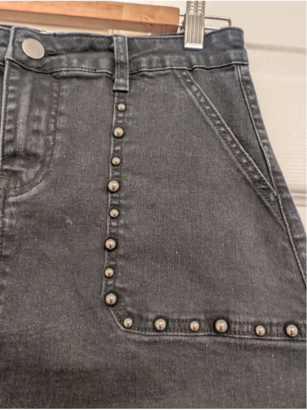 Women's Revolve Superdown Mona Studded Mini Skirt in Black Wash Med Steampunk - Picture 4 of 9